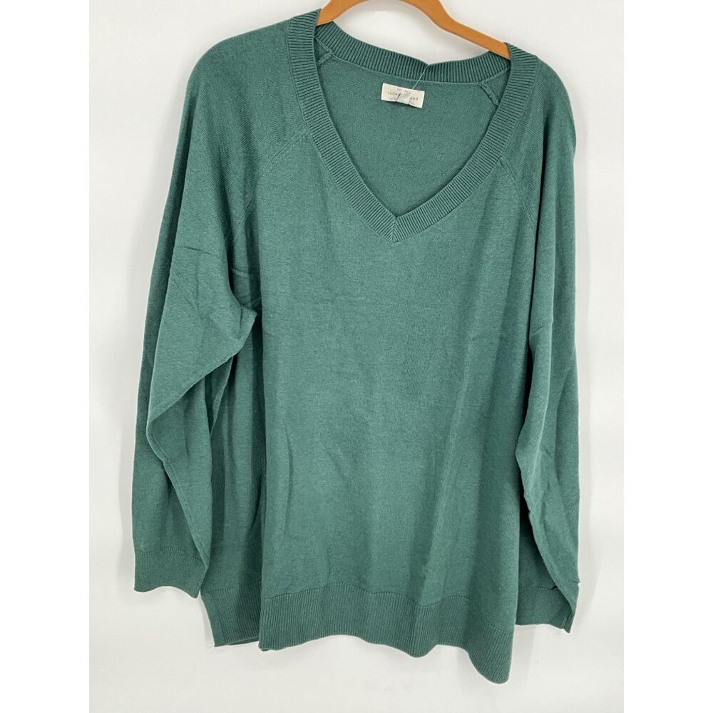 Lucky Brand Womens V-Neck Sea Pine Sweater‎